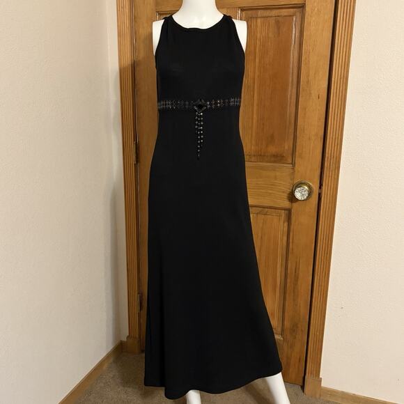 St. John Evening By Marie Gray Black Midi Dress Santana Knit Paillettes  Size 4 - threedaughtersproperties.com